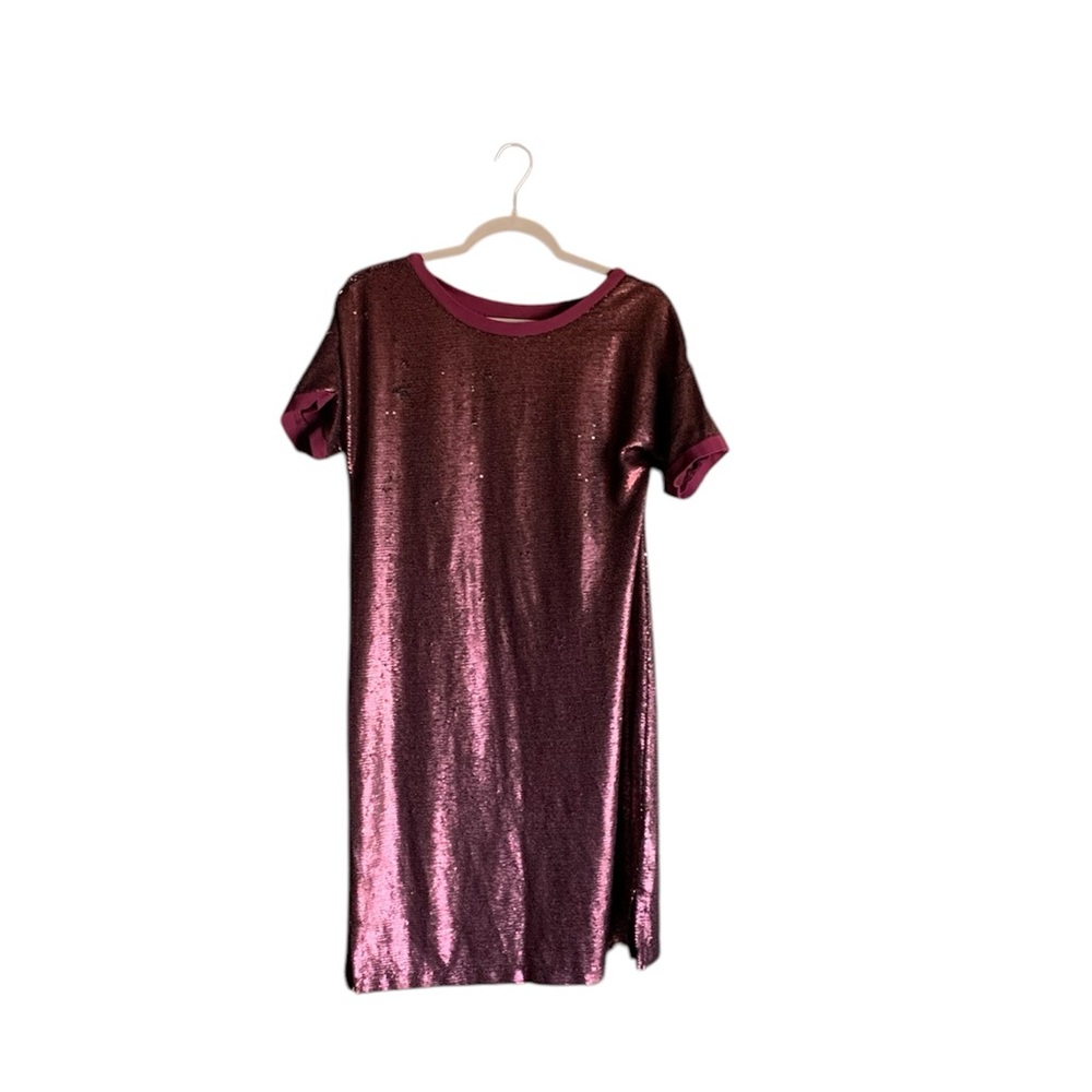 Anthropologie womens Moulinette Soeurs sequin midi dress wine size medium Y2K